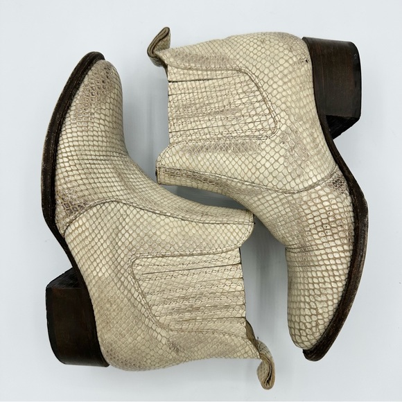 Freebird by Steven Lasso Ankle Boot white snake distressed cowgirl western - Picture 5 of 11